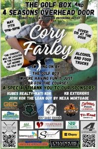 We are super excited to team up with The Golf Box in Faribault, MN to announce the following Nashville country music artist! Coming May 17th in Faribault, MN